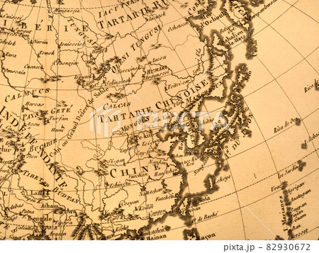 アンティークの世界地図 日本と東アジアの写真素材 [82930672] - PIXTA