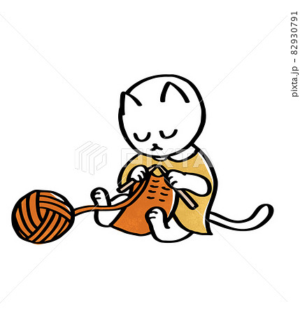 編み物をする猫 編み物をする猫 82930791