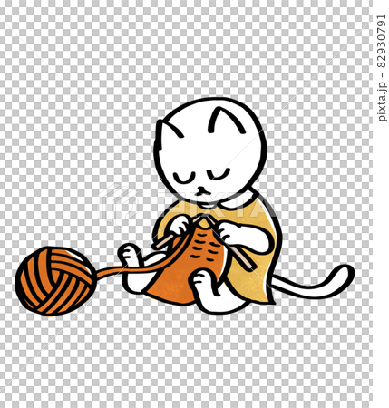 編み物をする猫 編み物をする猫 82930791