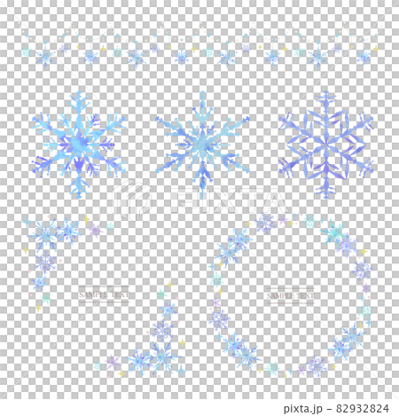 雪の結晶 素材セット 青（水彩風ベクター） 82932824