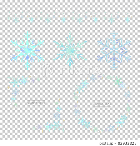 雪の結晶 素材セット 水色（水彩風ベクター） 82932825