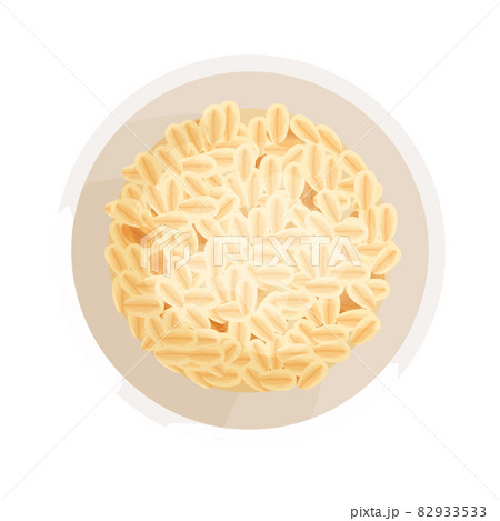 Oatmeal porridge in bowl, plate top view in cartoon style isolated on white background. Healthy morning traditional dish, breakfast.  82933533