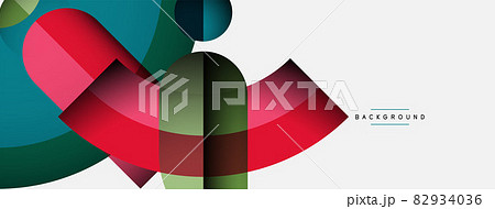 Trendy shapes, color minimal design composition, lines and shadows for wallpaper banner background or landing page 82934036