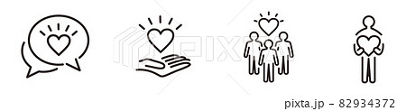 Charity trust, care, solidarity set line icon coll 82934372