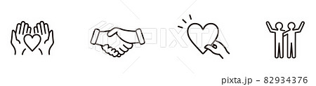Charity trust, care, solidarity set line icon coll 82934376