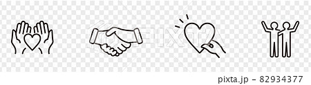 Charity trust, care, solidarity set line icon coll 82934377