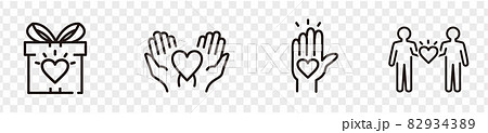 Charity trust, care, solidarity set line icon coll 82934389