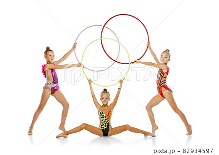 Girl with a Rhythmic Gymnastics Clubs.Flexibility in Acrobatics Stock Image  - Image of charming, colorful: 130603401