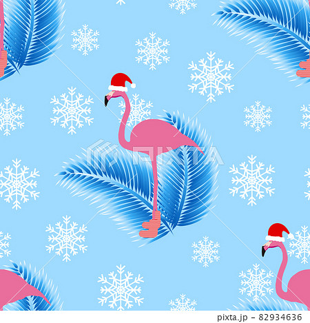 Flamingo Winter Tropical Seamless Pattern のイラスト素材