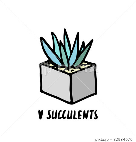 Succulent doodle print. Home plants in modern flowerpot Succulent doodle print. Home plants in modern flowerpot 82934676