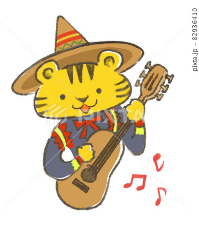ギター演奏するトラ　メキシカンスタイル 82936410