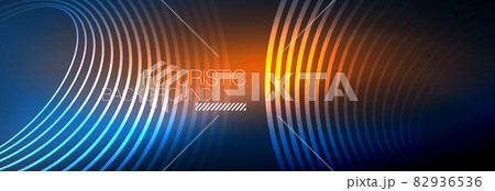 Dark abstract background with glowing neon circles. Trendy layout template for business or technology presentation, internet poster or web brochure cover, wallpaper 82936536