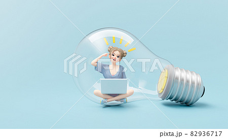 little girl getting creative idea. 82936717