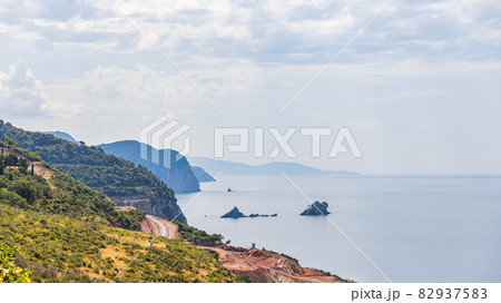 Landscape view of Montenegro coast of Mediterranean sea Landscape view of Montenegro coast of Mediterranean sea 82937583