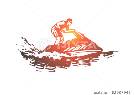 Sea, summer, water, hydro cycle, activity concept. Hand drawn isolated vector. 82937942