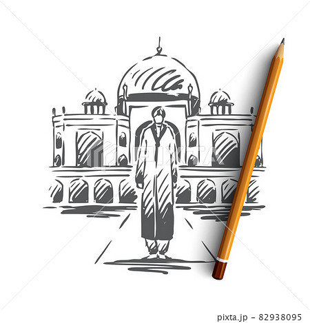 India, country, travel, religion, building concept. Hand drawn isolated vector. 82938095