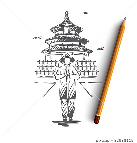China, country, building, Asia, people concept. Hand drawn isolated vector. 82938119