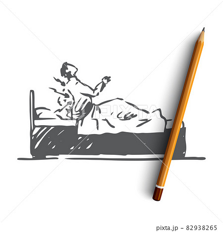Posture, bad, spine, bed, health concept. Hand drawn isolated vector. 82938265
