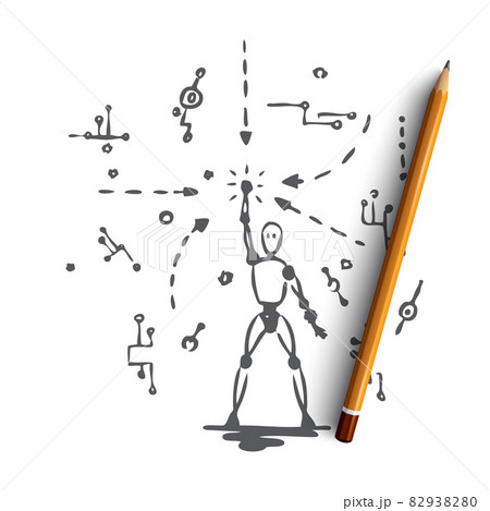 Robot, technology, data, android, digital concept. Hand drawn isolated vector. 82938280