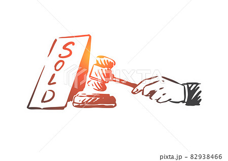 Sold, hammer, auction, sale concept. Hand drawn isolated vector. Sold, hammer, auction, sale concept. Hand drawn isolated vector. 82938466