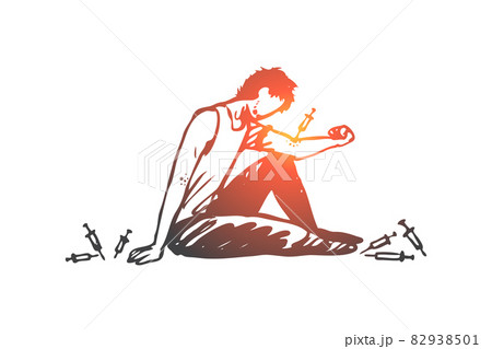 Heroin, narcotic, addiction, danger, illegal concept. Hand drawn isolated vector. 82938501