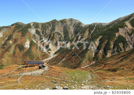 秋の室堂山展望台の登山道から望む室堂平方面の景色 秋の室堂山展望台の登山道から望む室堂平方面の景色 82939800