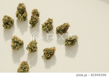 Marijuana buds closeup. Medicinal CBD cannabis 82940306