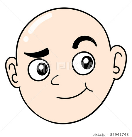 friendly faced bald monk head, doodle icon drawing 82941748