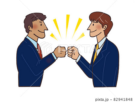 グータッチする男性社員たちのイラスト素材