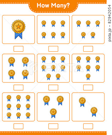 Counting game, how many Trophy. Educational children game, printable worksheet, vector illustration Counting game, how many Trophy. Educational children game, printable worksheet, vector illustration 82942054