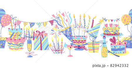 Happy Birthday seamless pattern. Celebration or holiday items. 82942332