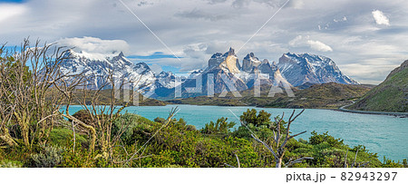 Panoramic image of the mountain massif in Torres del Paine National Park in chilean part of Patagonia Panoramic image of the mountain massif in Torres del Paine National Park in chilean part of Patagonia 82943297