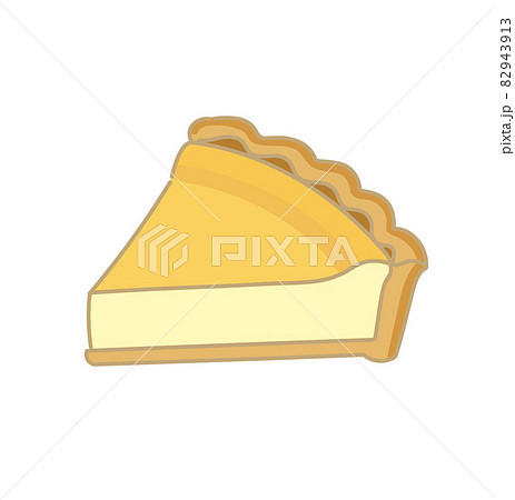 チーズタルト カットケーキ 1ピース イラストのイラスト素材