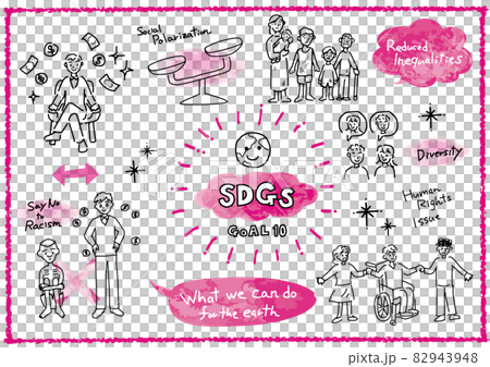 SDGs Goal 10 "Let's eliminate inequality... - Stock Illustration ...