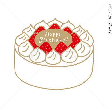 ホールケーキ イチゴ ケーキ イラストのイラスト素材