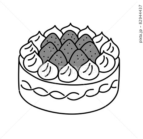 ケーキ イラスト 白黒 モノクロのイラスト素材