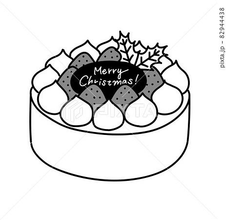 ケーキ イラスト 白黒 モノクロのイラスト素材