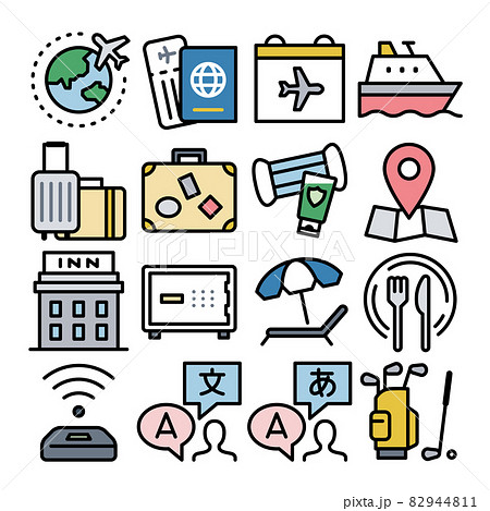 旅行トラベルアイコンセット ニューノーマル 82944811