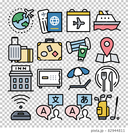 旅行トラベルアイコンセット ニューノーマル 82944811