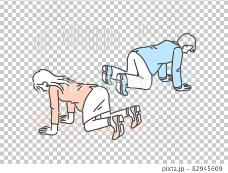 Men and women in despair with their hands and knees 82945609