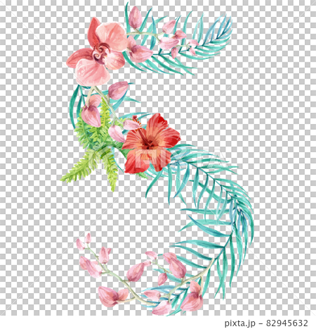 Tropical number watercolor Tropical number watercolor 82945632