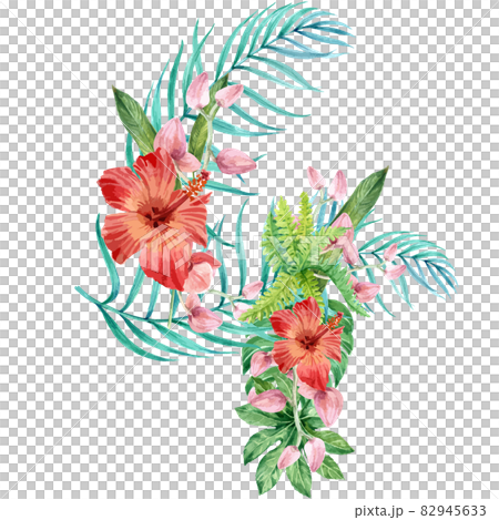 Tropical number watercolor Tropical number watercolor 82945633