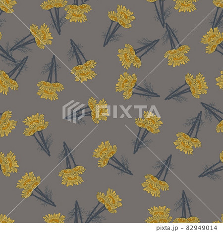 Seamless pattern chamomile on dark gray background. Beautiful ornament summer flowers. 82949014