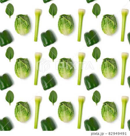 Seamless pattern with green vegetables on white background Seamless pattern with green vegetables on white background 82949491