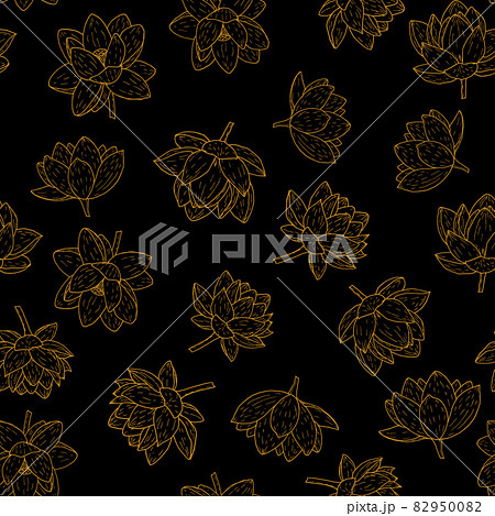 Seamless pattern with Indian or sacred lotus on white background 82950082