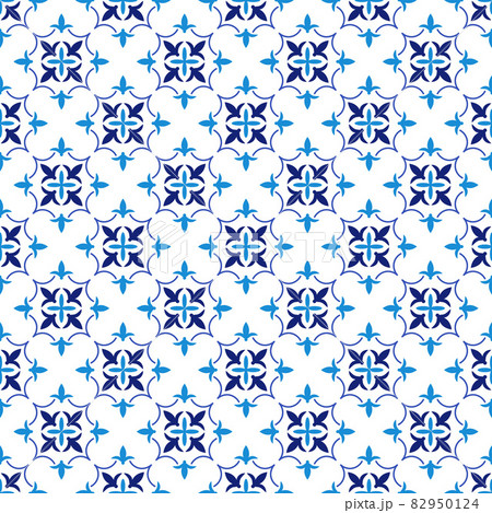 Azulejos portuguese traditional ornamental tile, blue and white seamless pattern 82950124