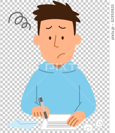 手紙を何度も書き直す男性1 手紙を何度も書き直す男性1 82950920