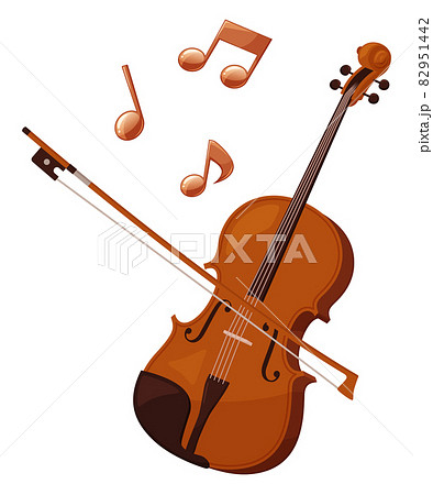 バイオリンを弾くイラスト 音符のイラスト素材