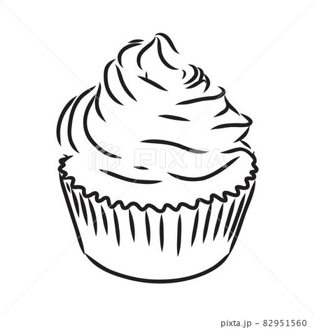 drawing of a cup cake cupcake vector sketch 82951560