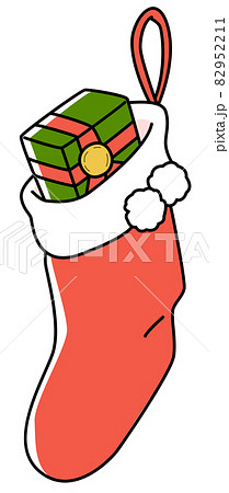 クリスマス靴下とプレゼントのイラスト素材